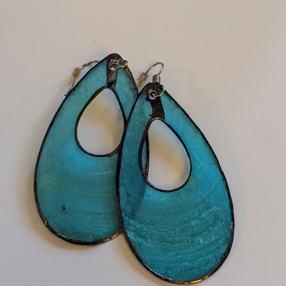 Shell turquoise earrings - Picture 2 of 4